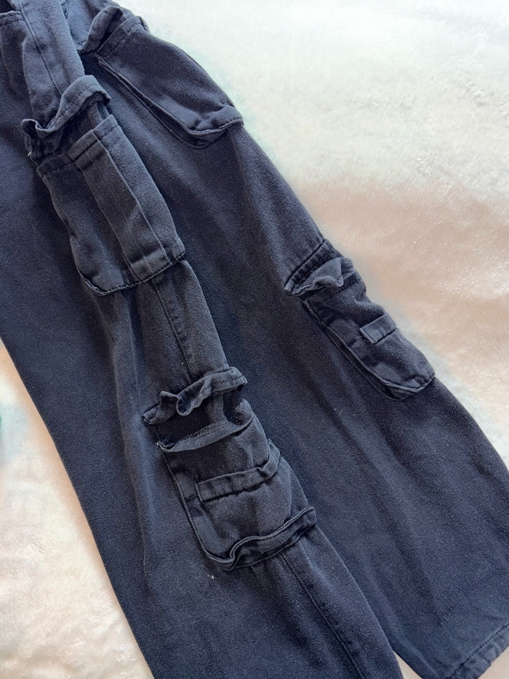 Black wash Cargo Pants sz S - Picture 5 of 7